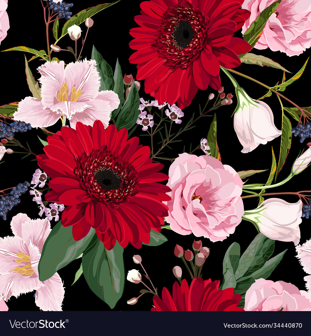 Seamless floral pattern with flowers vector image Seamless floral pattern with flowers