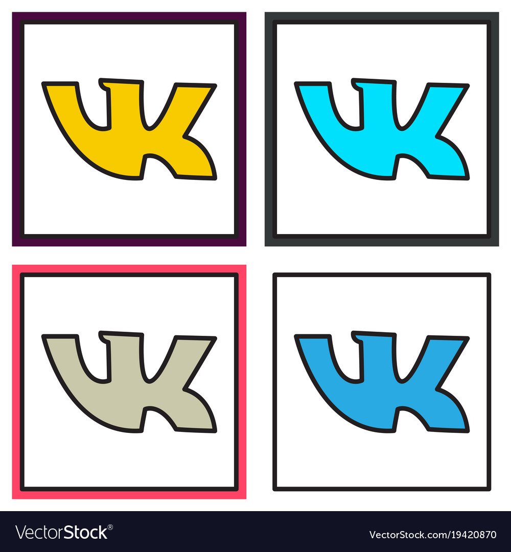 Set of flat vkontakte icon on background Vector Image