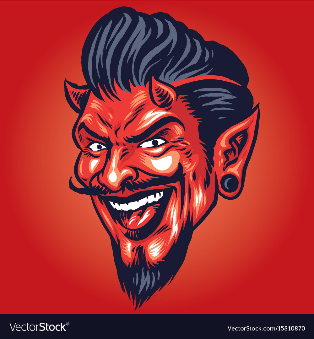 Smilling devil head Royalty Free Vector Image - VectorStock