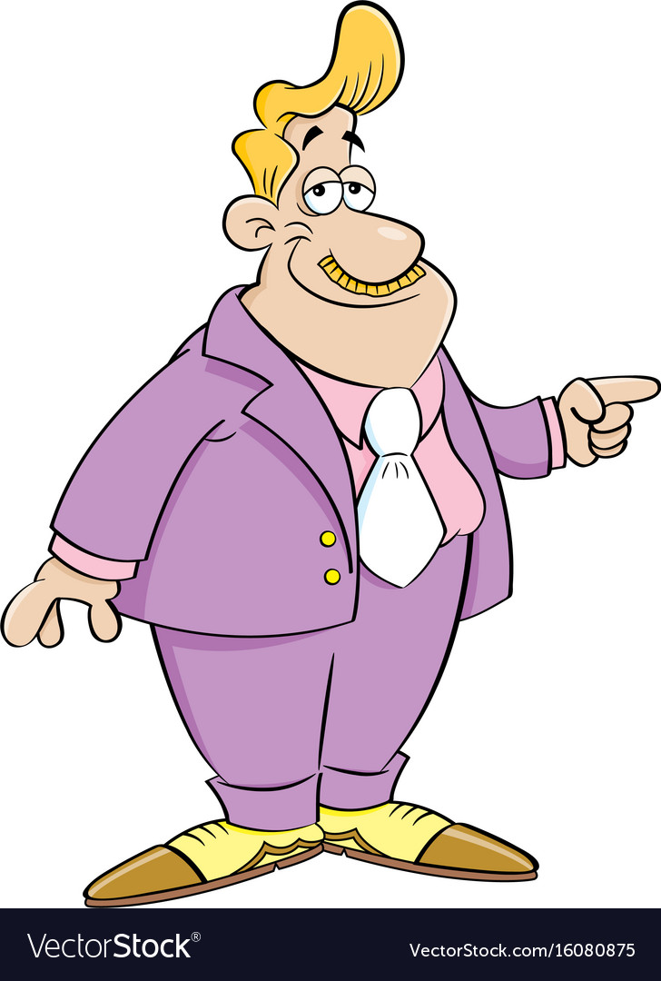 Cartoon man in a suit pointing Royalty Free Vector Image