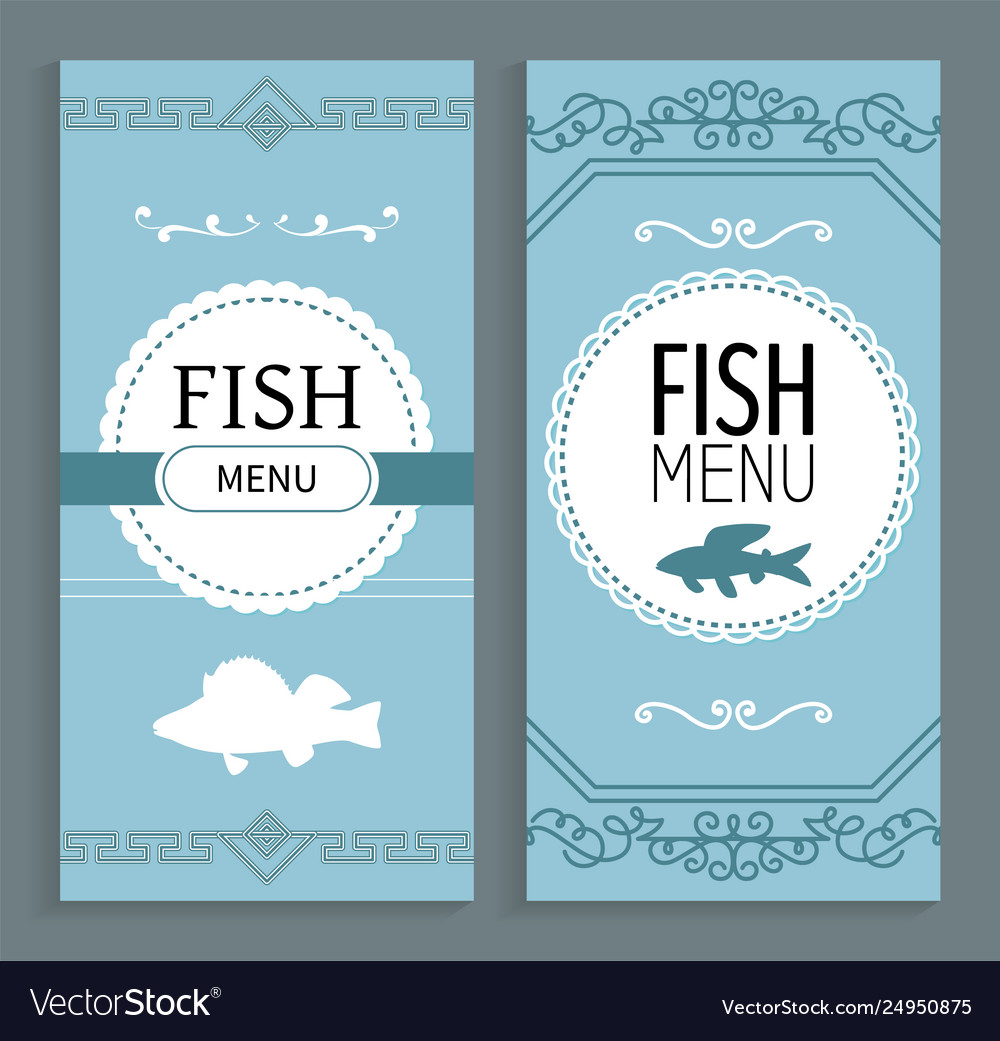 Fish Menu Set Restaurant Page With Dish And Price Vector Image