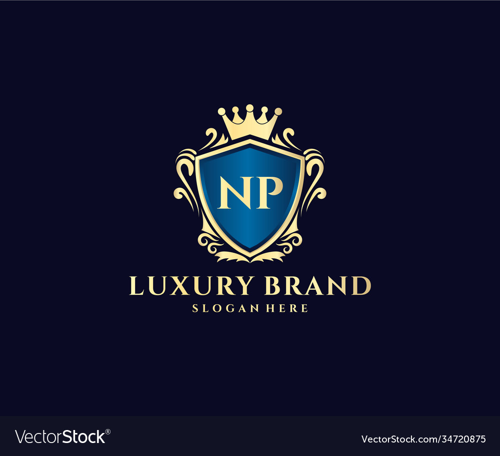 Np Initial Letter Gold Calligraphic Feminine Vector Image