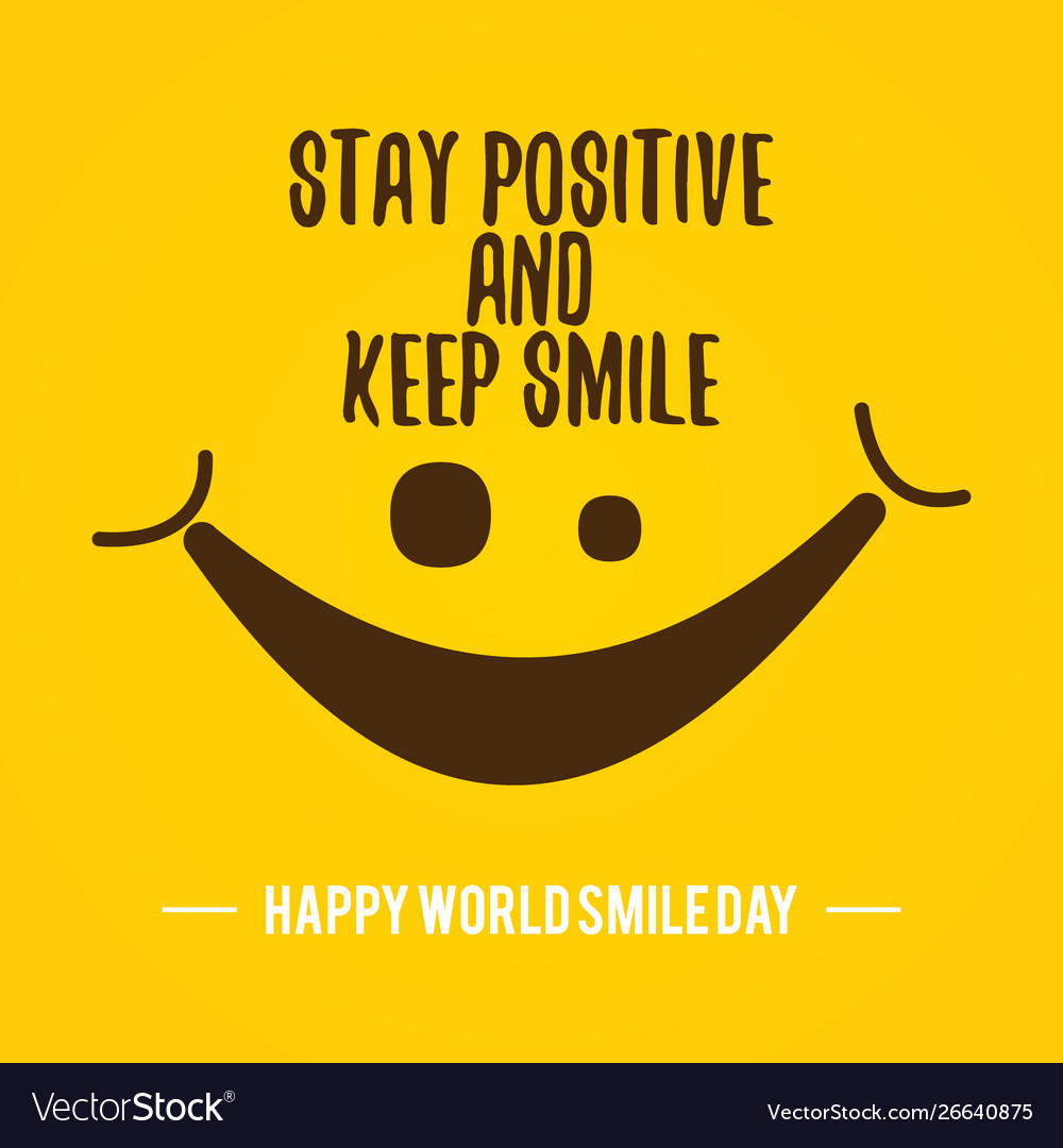 Quote design world smile day on yellow Royalty Free Vector