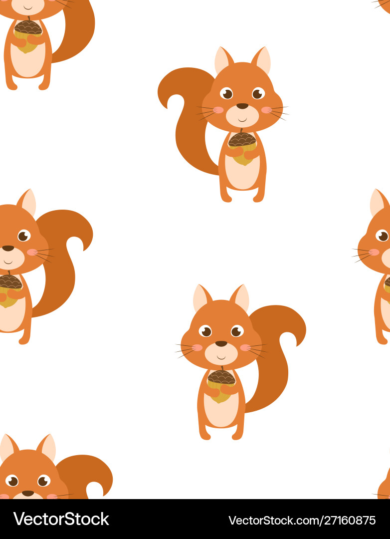 Seamless pattern with squirrel Royalty Free Vector Image