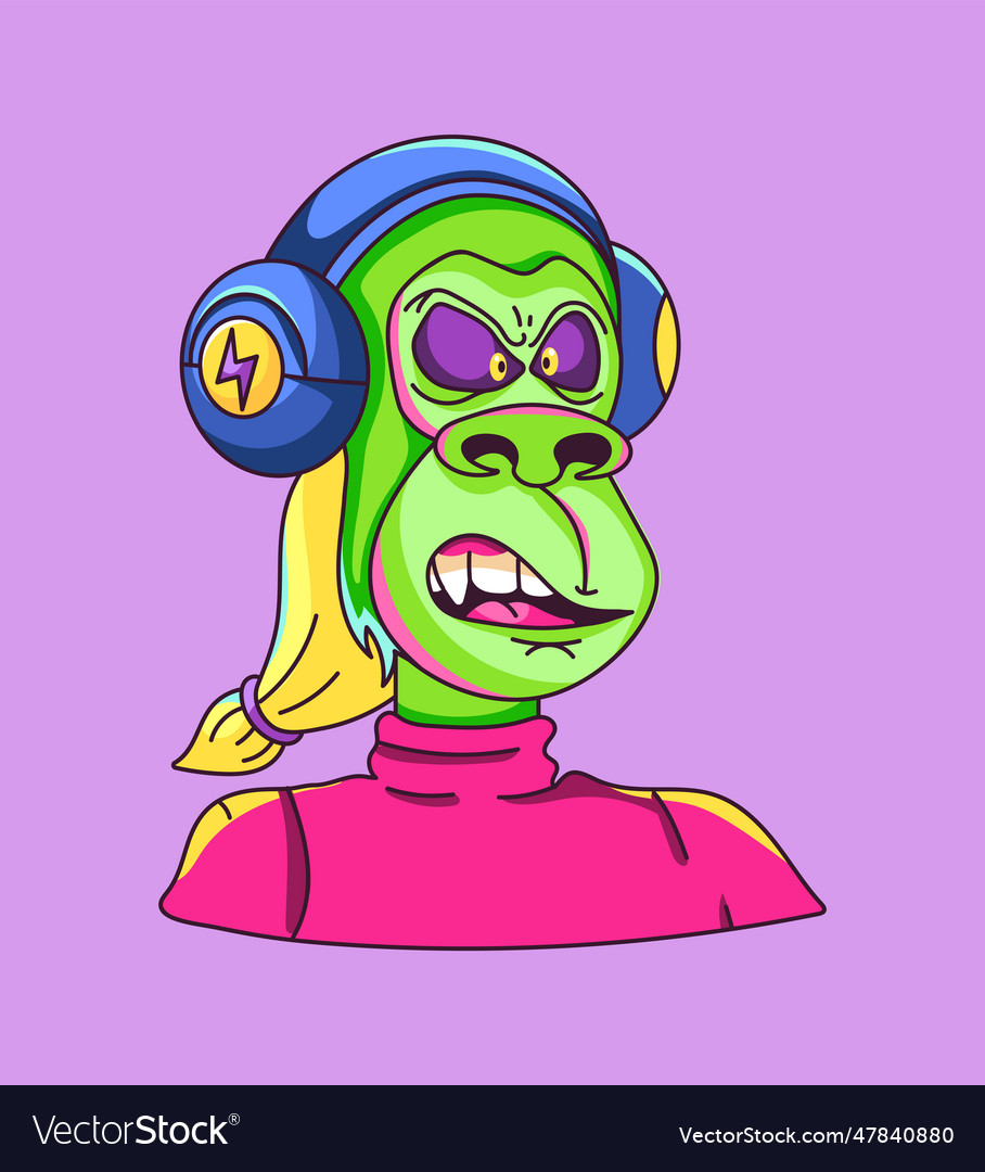 Monkey listening Royalty Free Vector Image - VectorStock