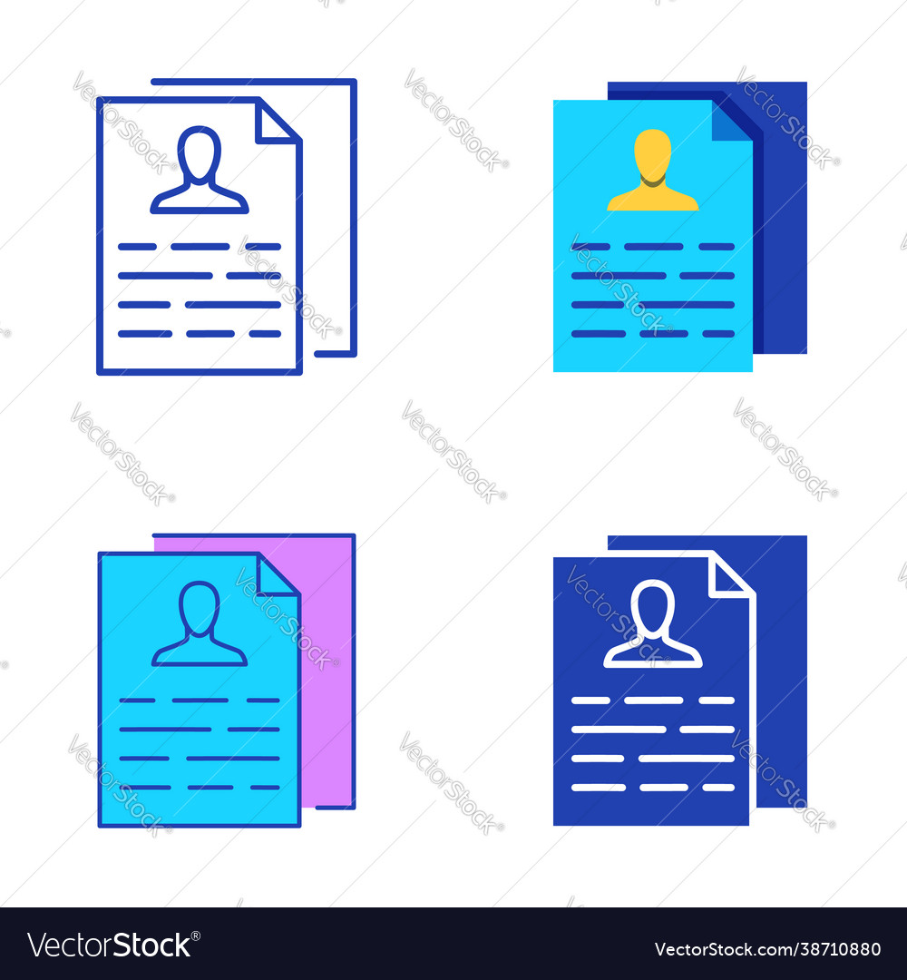 Personal data collection icon set in flat and line