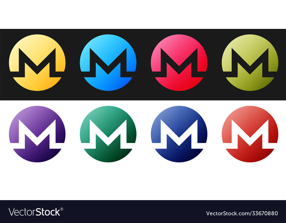 Set cryptocurrency coin monero xmr icon isolated Vector Image