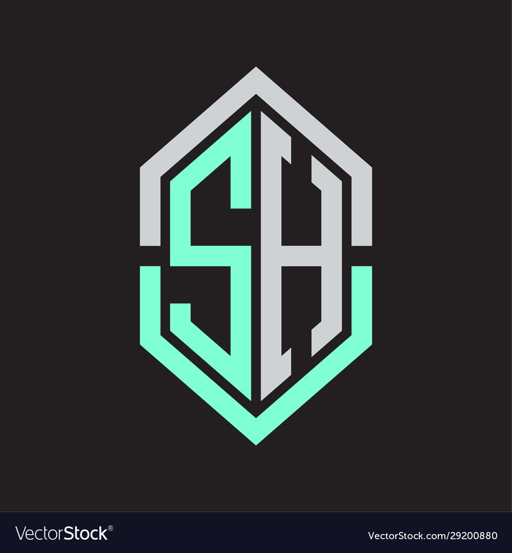 Sh logo monogram with hexagon shape and outline Vector Image