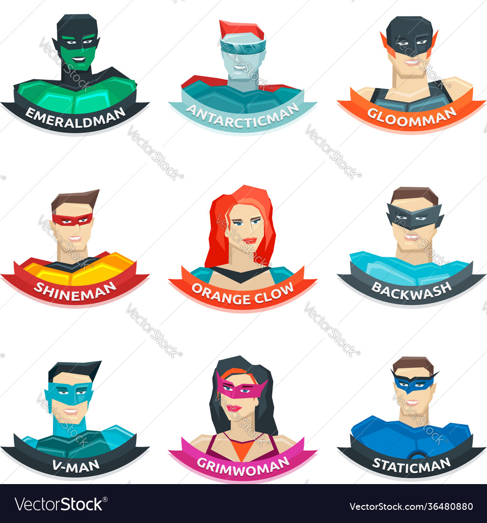 Superhero avatars collection Royalty Free Vector Image