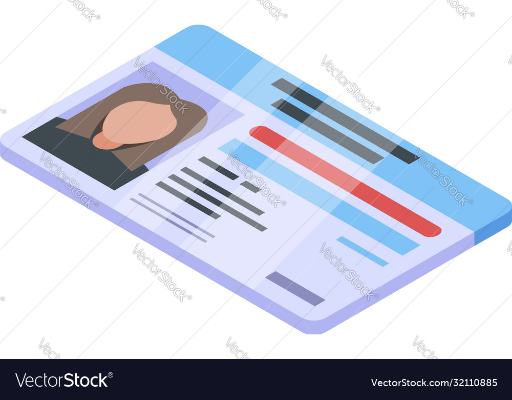 Bank teller id card icon isometric style