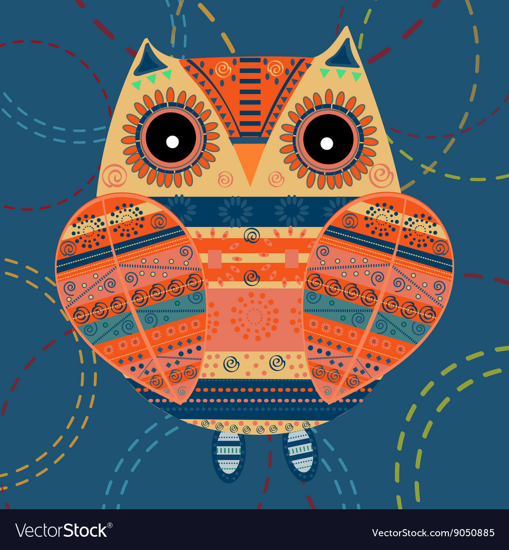 Cute owl with ethnic ornament Royalty Free Vector Image