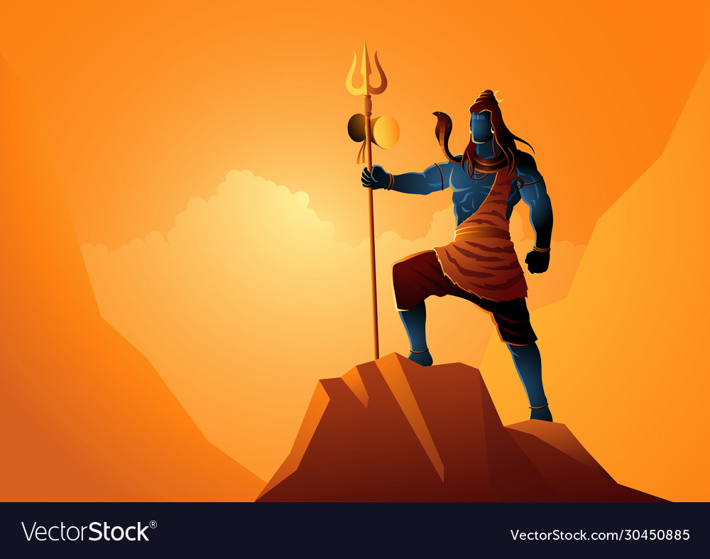 Lord shiva standing on top a rock Royalty Free Vector Image