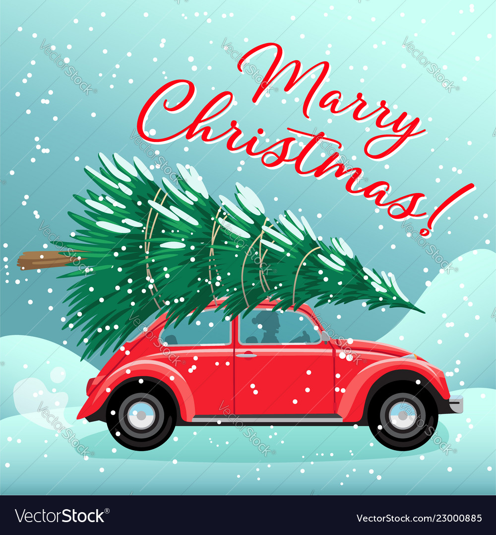 Merry christmas and happy new year postcard vector image Merry christmas and happy new year postcard