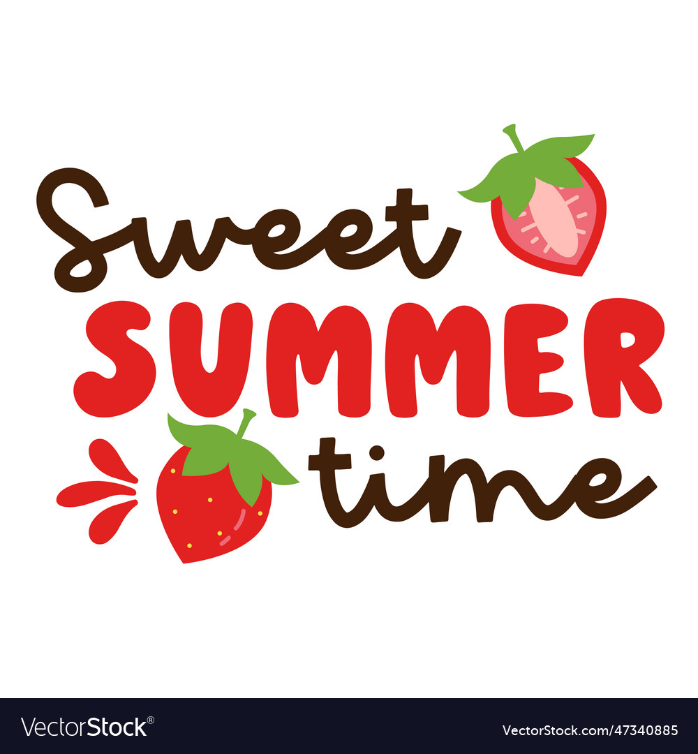 Strawberry lettering for greeting card design Vector Image