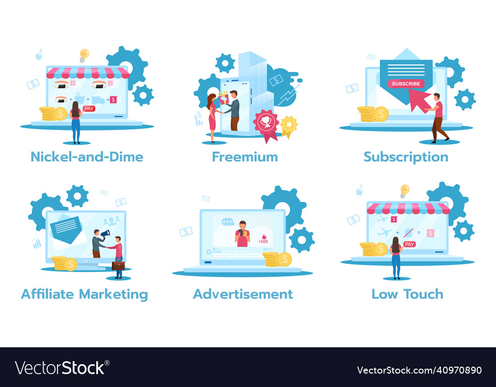 Business model flat set nickel-and-dime freemuim Vector Image