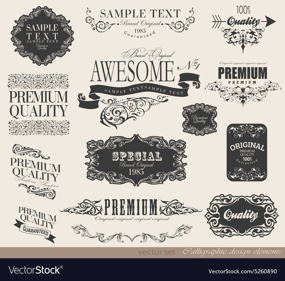 Calligraphic Design Elements Royalty Free Vector Image