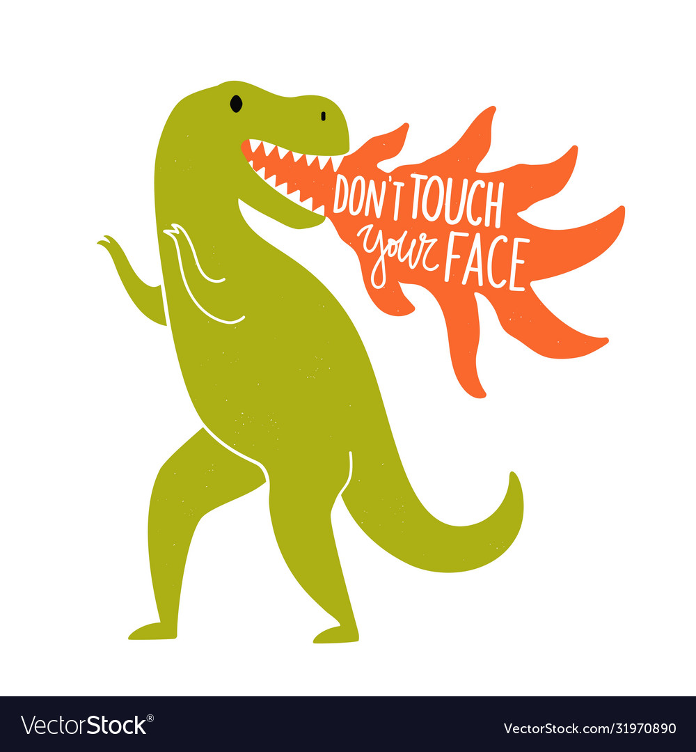 Chrome dino t-rex dont touch sign Royalty Free Vector Image