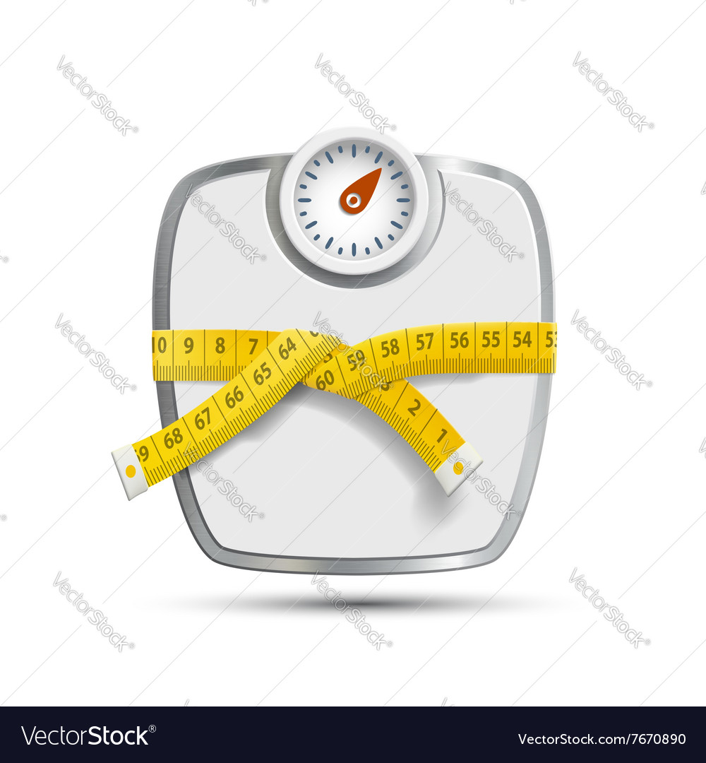 Scales for weighing with the measuring tape Vector Image