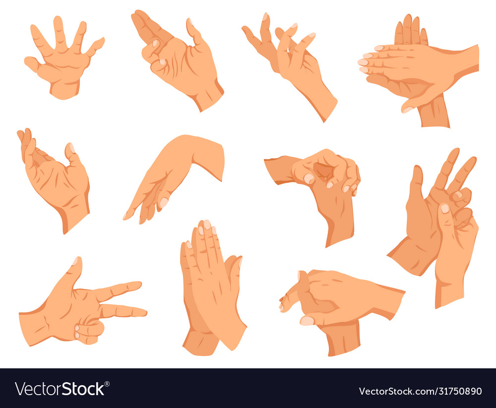 Set human hands gestures different human Vector Image