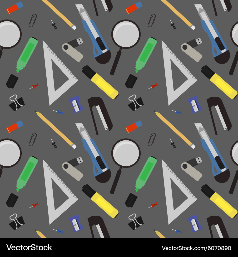 Stationery tools pattern color Royalty Free Vector Image