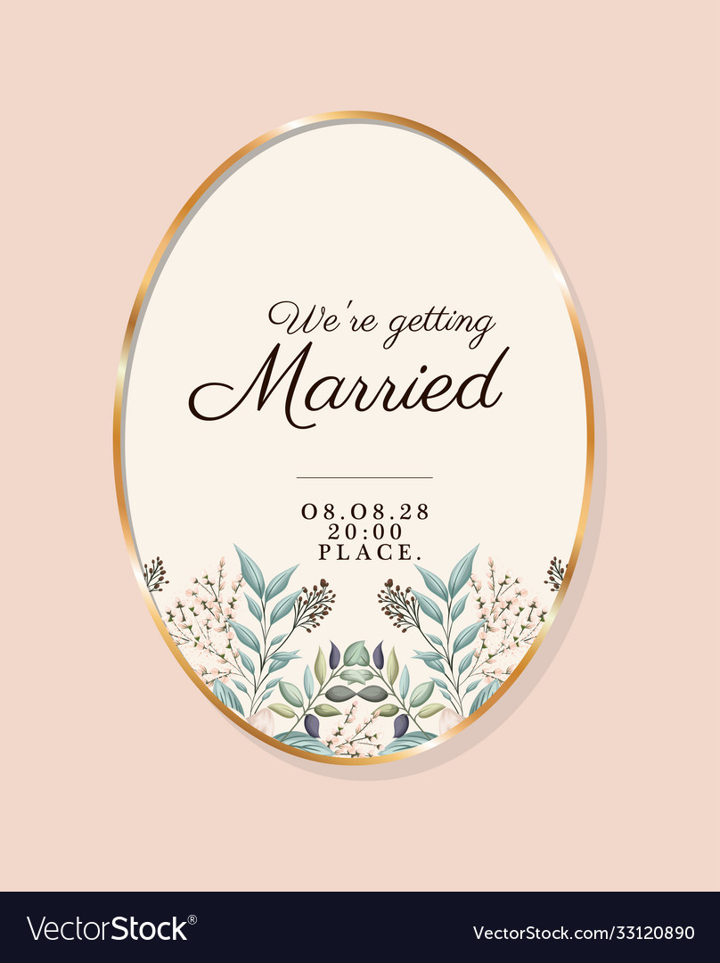 We are getting married text in gold circle Vector Image