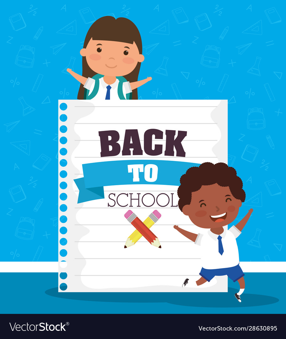 Back to school card with interracial students Vector Image