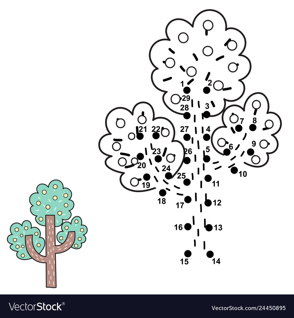 Connect the dots and draw a tree Royalty Free Vector Image