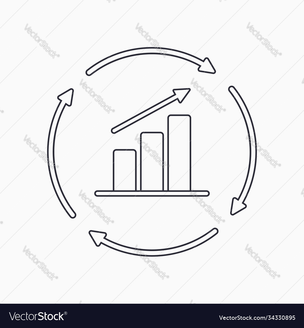 Continuous growth line icon growth chart Vector Image