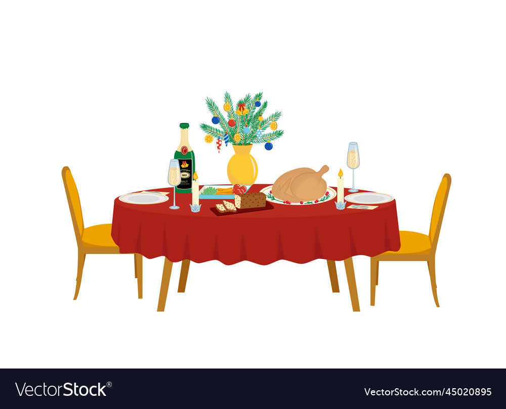 Festive table christmas with goblets Royalty Free Vector