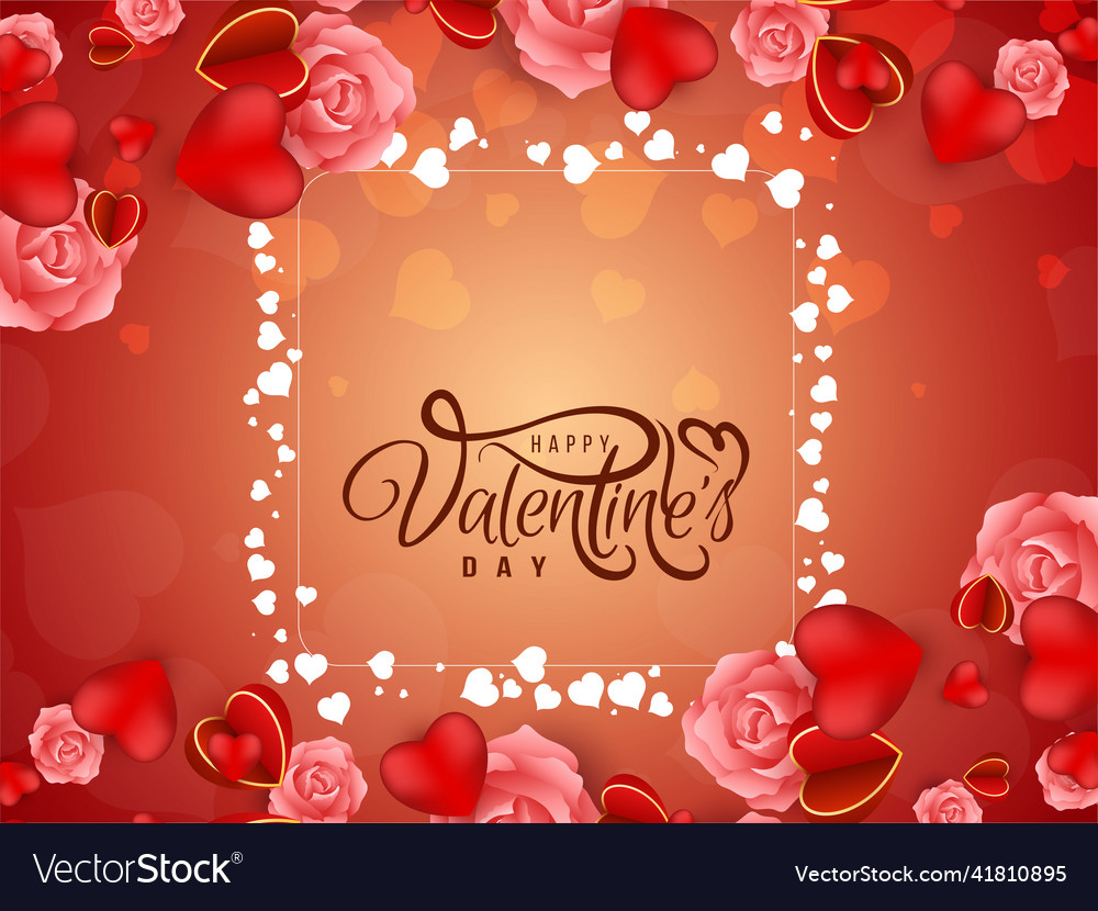 Happy Valentines Day Celebration Romantic Hearts Vector Image