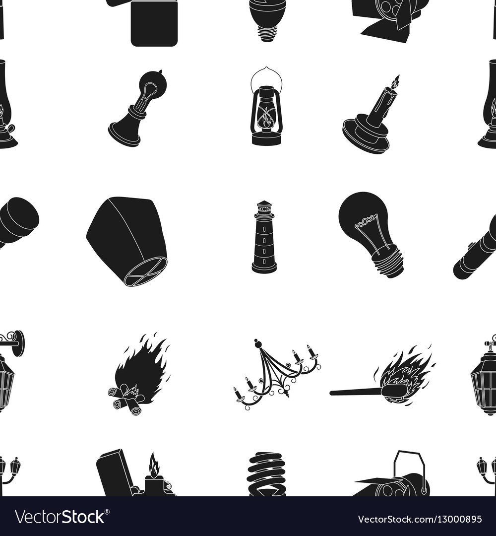 Light source pattern icons in black style big Vector Image