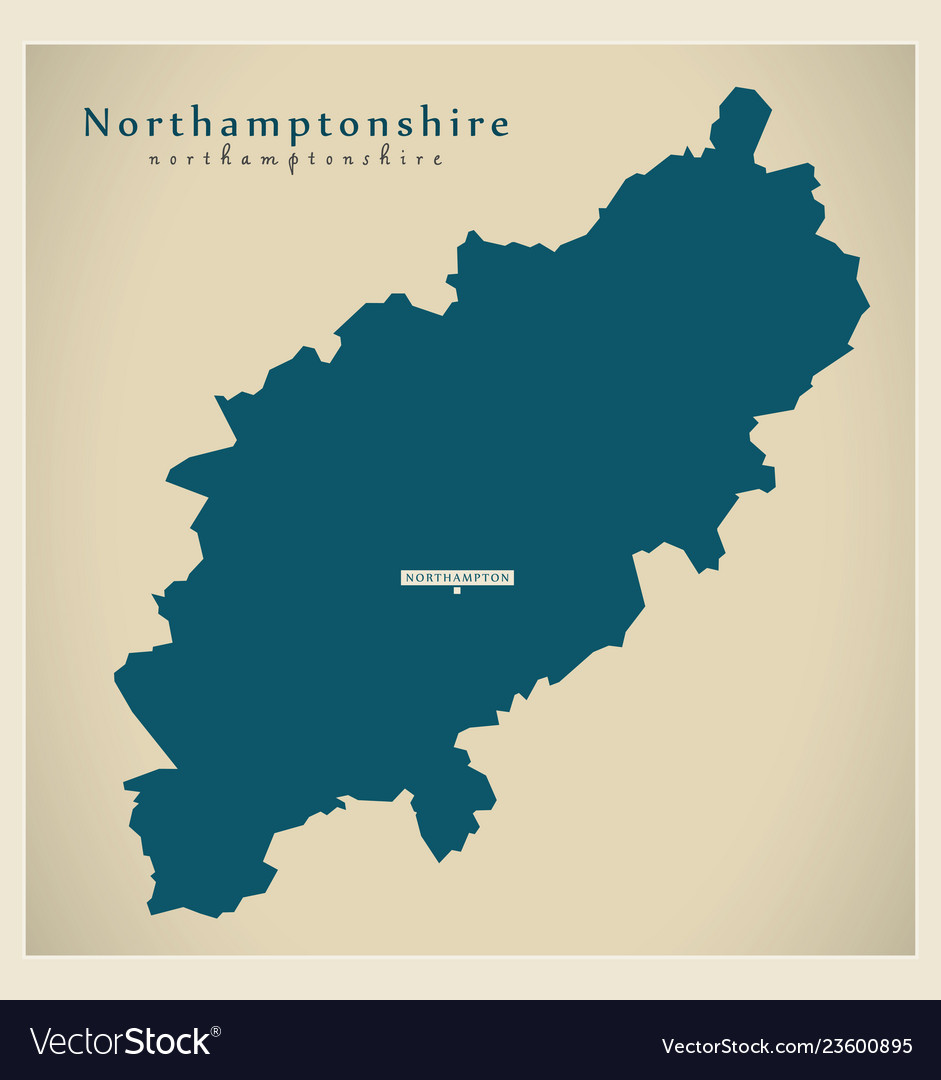 Modern map - northamptonshire county england uk Vector Image