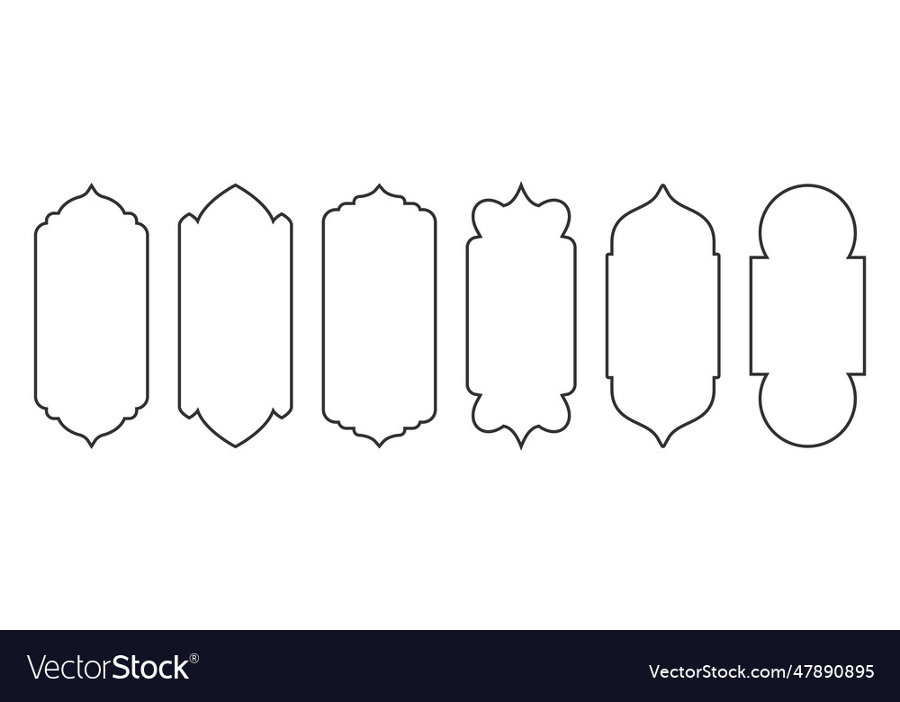 Ramadhan frame shapes outline islamic arch Vector Image