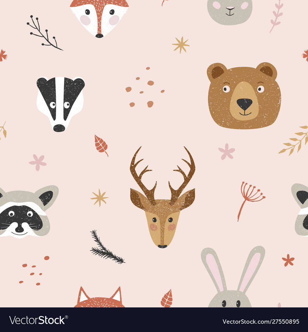 Seamless background with forest animals vector image Seamless background with forest animals