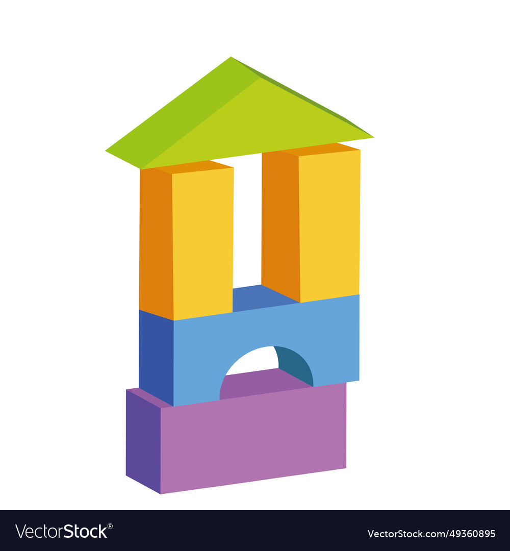 Toys blocks house Royalty Free Vector Image - VectorStock