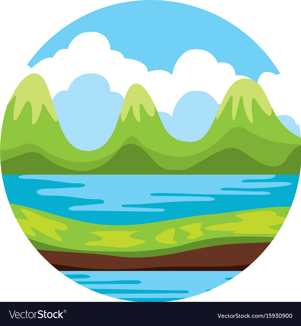 Beautiful landscape with lake Royalty Free Vector Image