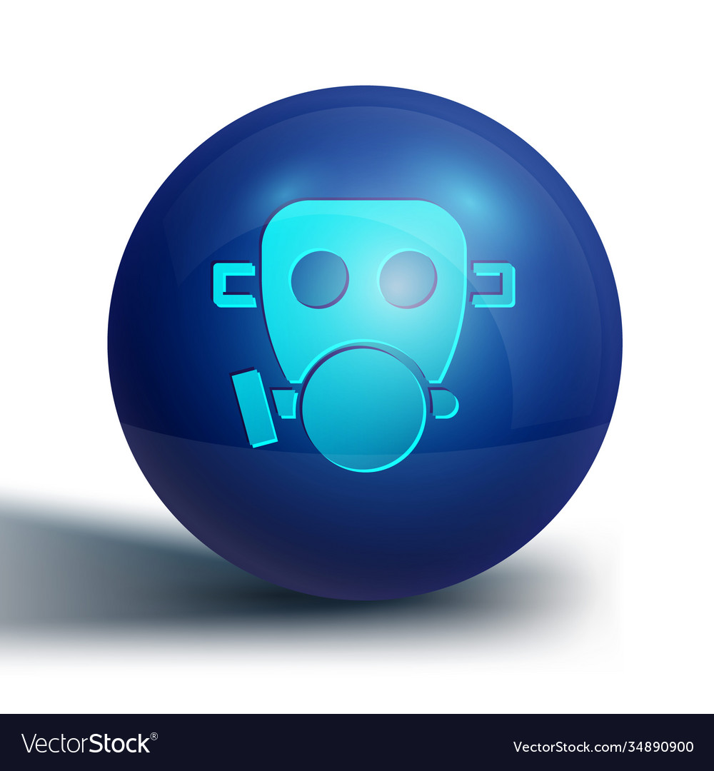 Blue gas mask icon isolated on white background Vector Image