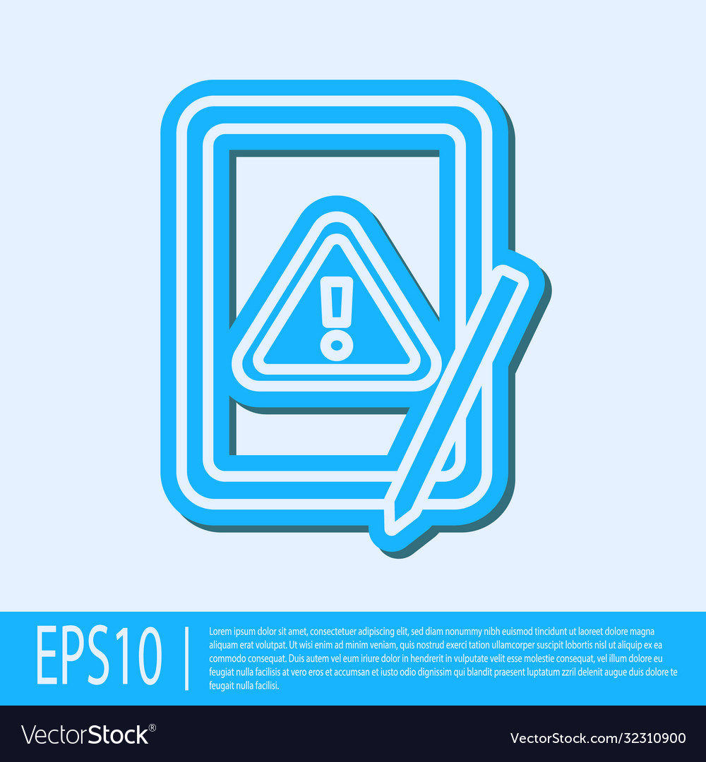 Blue line graphic tablet with exclamation mark Vector Image