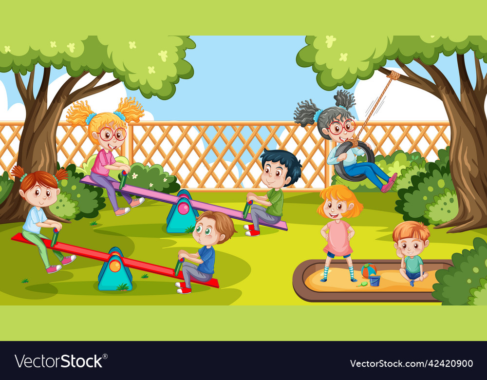 Happy Children Playing At Playground Royalty Free Vector