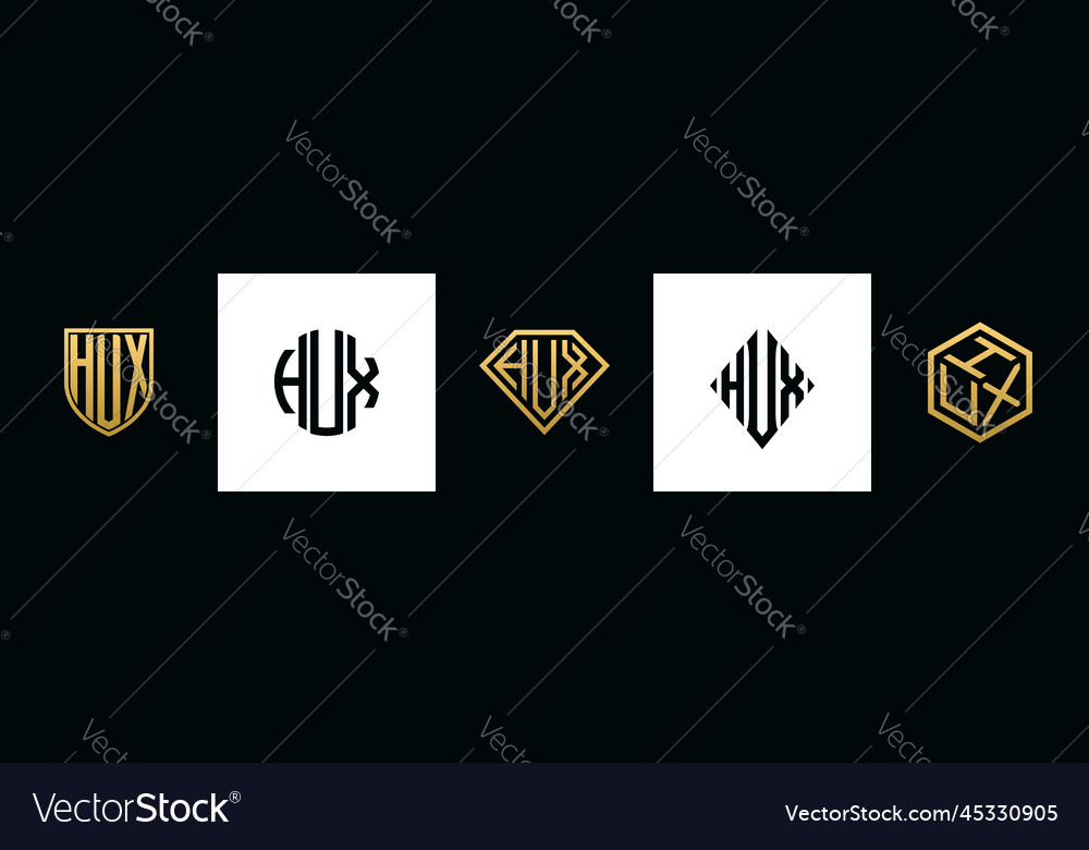 Initial letters hux logo designs bundle Royalty Free Vector