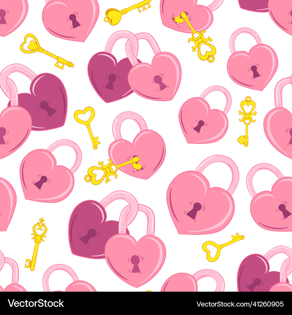 Cute Pattern Lock Seamless pattern with heart-shaped locks Vector Image