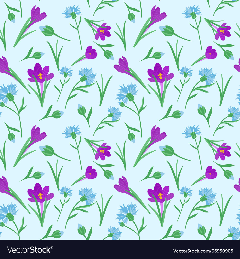 Seamless repeating pattern with spring flowers Vector Image
