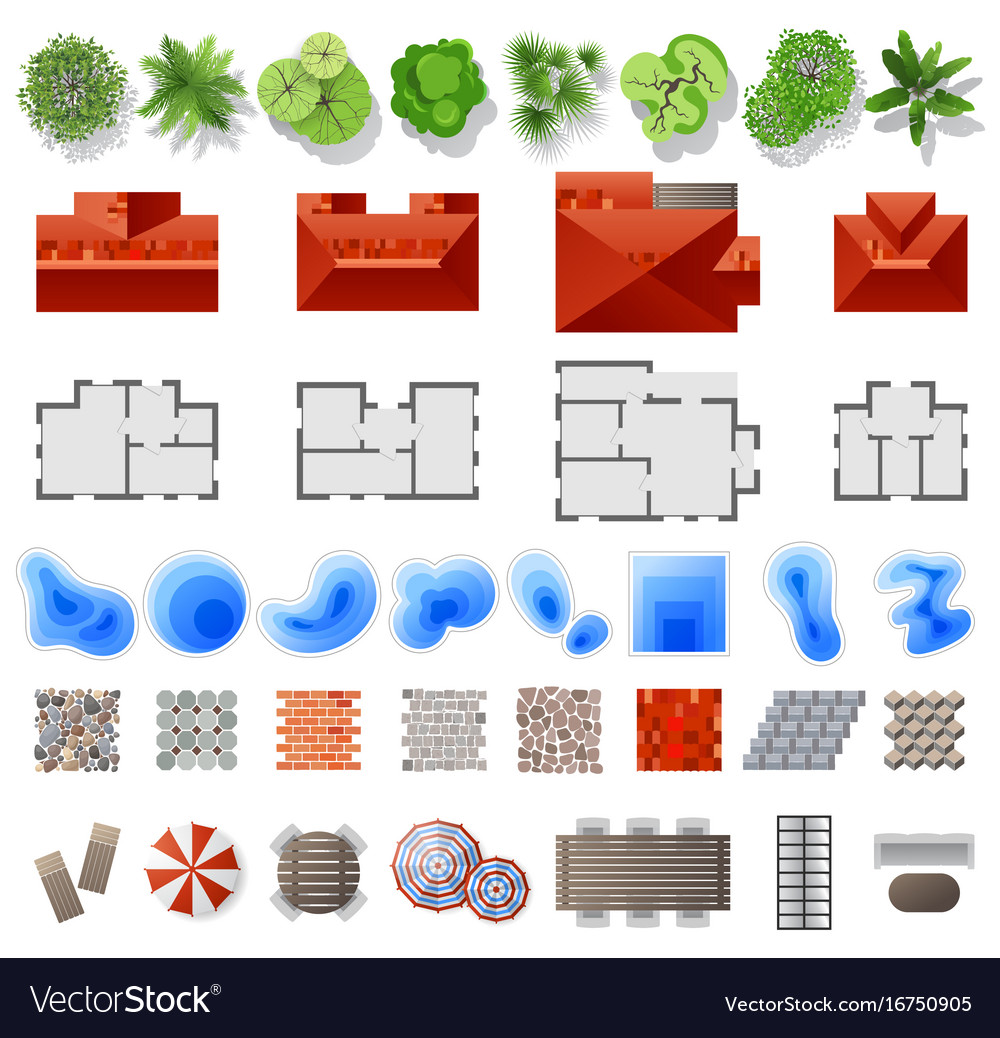 Set of landscape design elements Royalty Free Vector Image