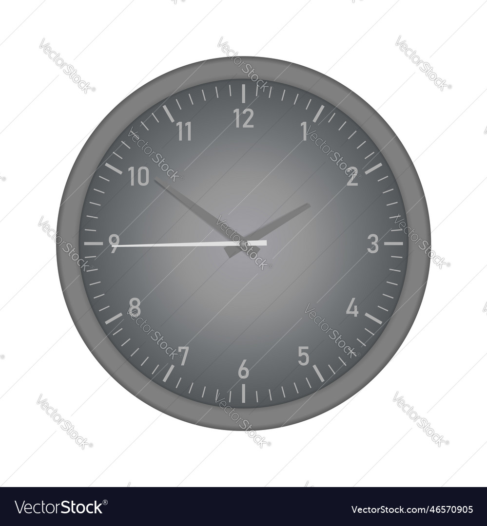 Wall clock with second hand isolated on white Vector Image