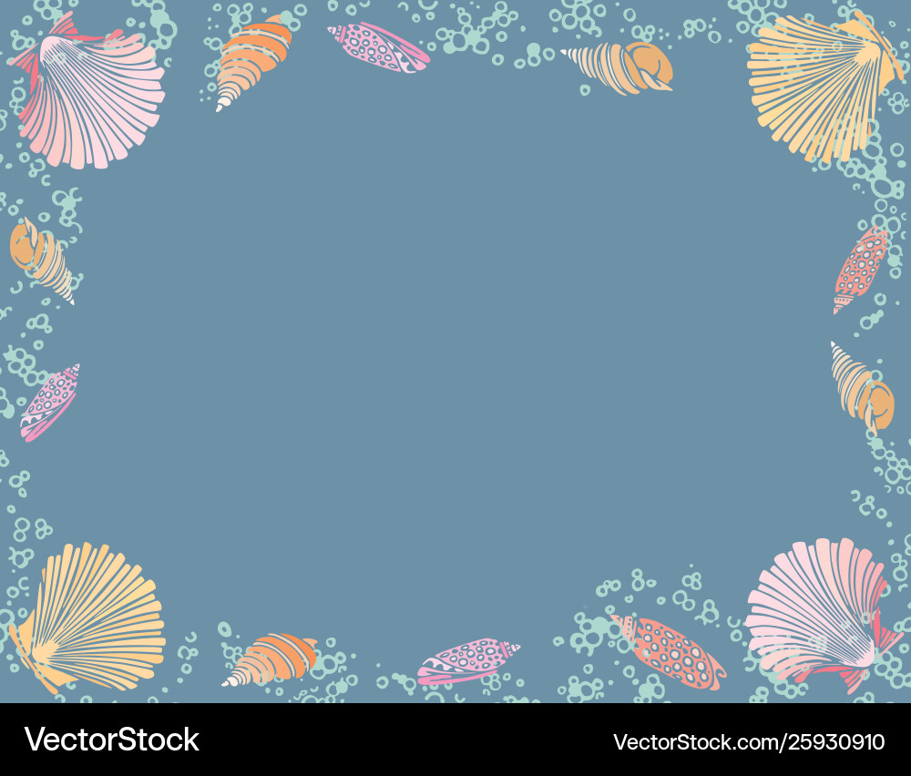 Background with various decorative seashells Vector Image