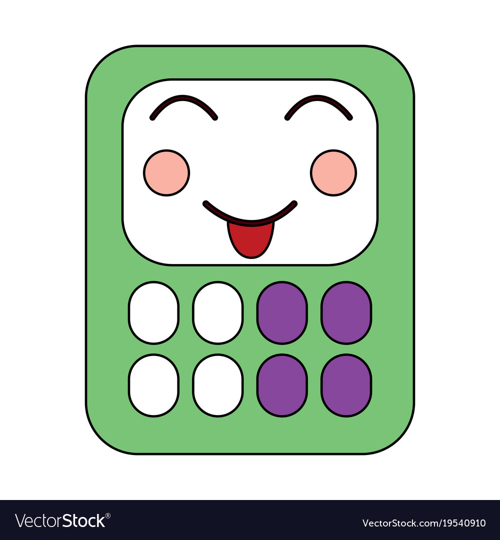 Calculator math kawaii character cartoon Vector Image