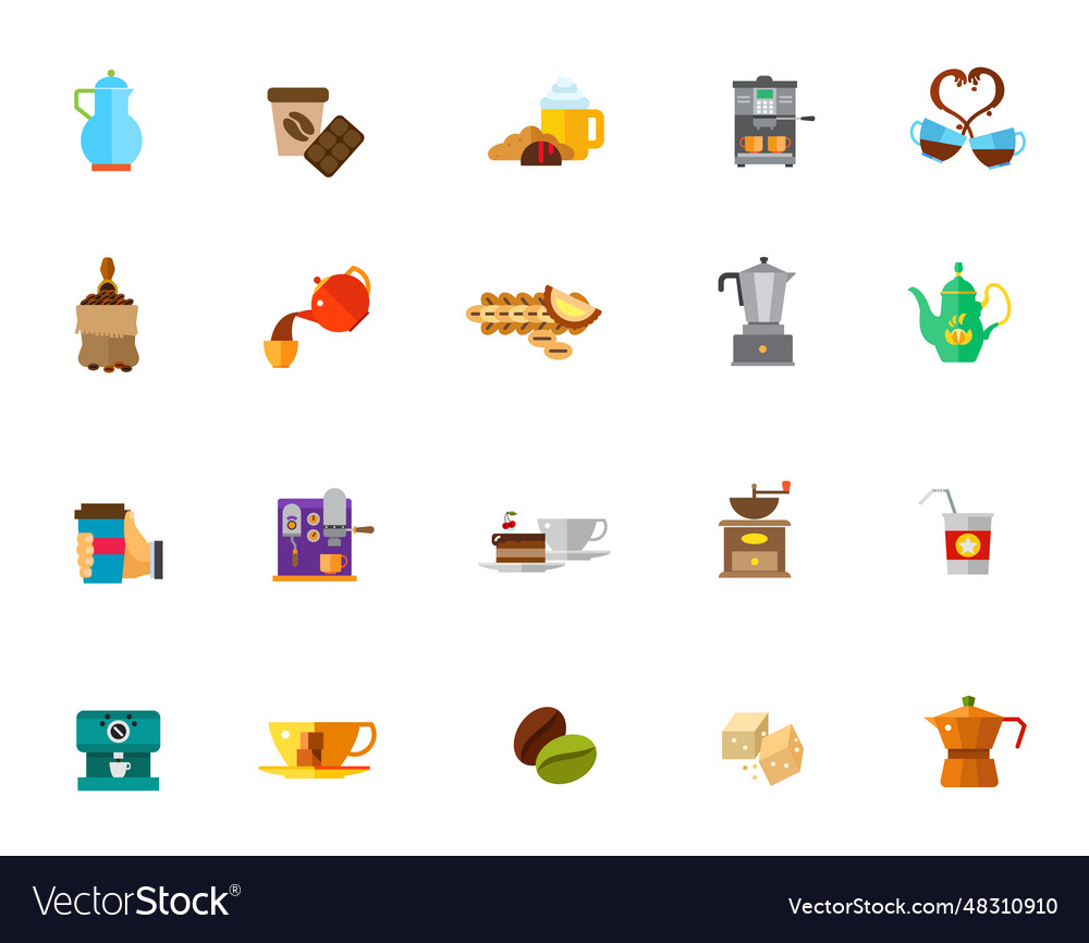 Coffee time icon set Royalty Free Vector Image