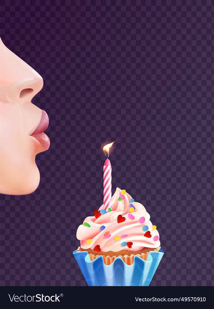 Girl blowing candle woman or kid blow on birthday Vector Image