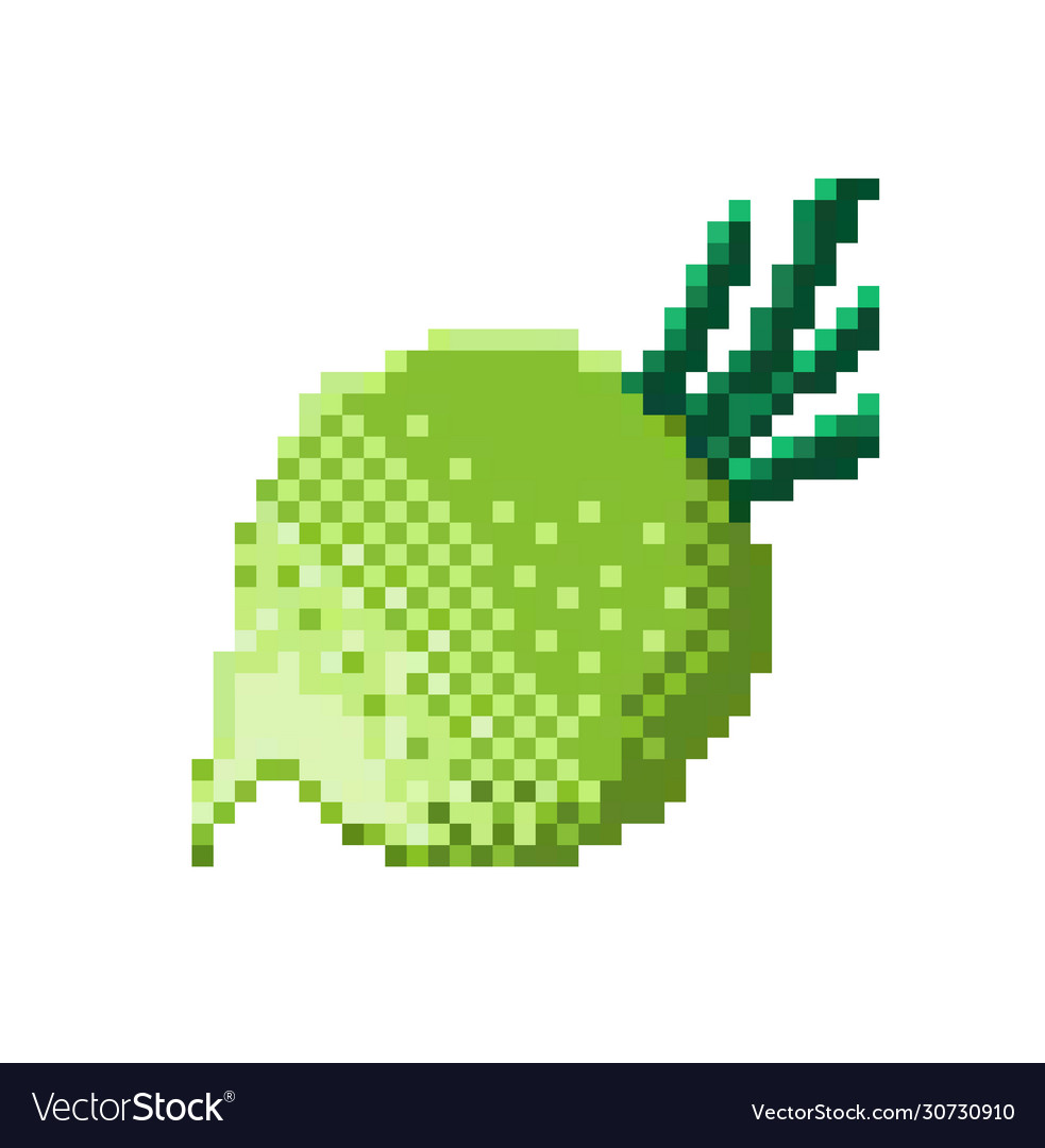 set of pixel art green vegetables icon. 32x32 pixels. Vector