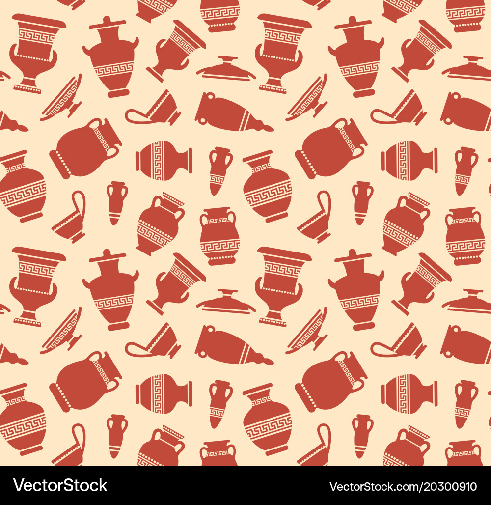 Seamless background with antique vases and Vector Image